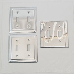Metal Silver Color Simple Minimalist Modern Light Switch Wall Mount Covers